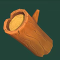 Wooden Log Shaped Container With Circular Stone Insert And Natural Texture Design 3d model
