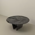 Round Black Coffee Table With Triangular Legs In Modern Minimalist Setting 3d model