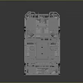 Gray Industrial Mechanical Structure Model With Complex Holes And Grid Pattern Design