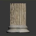 Classical Wooden Column With Intricate Carvings And White Base Against Dark Background Scenery