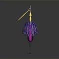 Colorful Fishing Lure With Golden Blade Purple Blue Tassels Pink Body And Hook