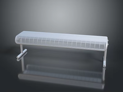 Sleek Modern Bench With Gridded Seat And Metallic Legs On Reflective Surface 3d model