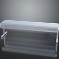 Sleek Modern Bench With Gridded Seat And Metallic Legs On Reflective Surface 3d model
