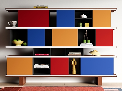 Bookcase Dopamine Decorative Cabinet Creative Combination Locker Bookshelf Memphis Bauhaus model