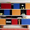 Bookcase Dopamine Decorative Cabinet Creative Combination Locker Bookshelf Memphis Bauhaus 3d model