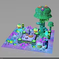 Vibrant Underwater Natural Scene with Green Coral Mushrooms Colorful Corals Seashells and Starfish