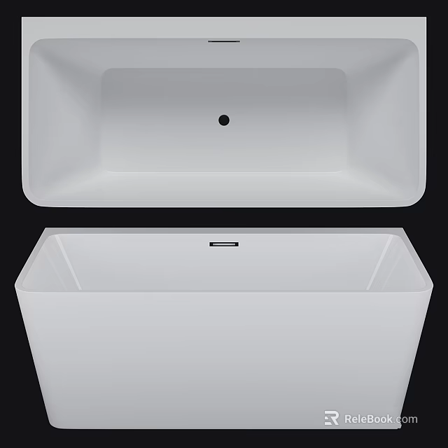 White Freestanding Bathtub With Modern Design Sleek Surface And Drainage Hole 3d model 