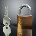 X KEY Secure Door Handle With Silver Key And Brass Padlock Modern Design 3d model