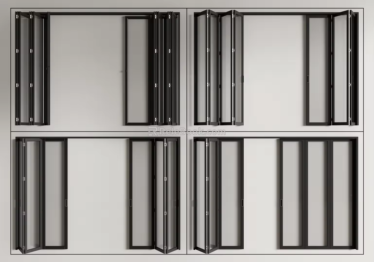 Multi-link folding door sliding door 3d model