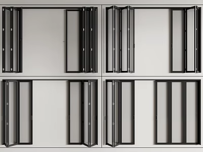 Modern Folding Doors For Home Interior With Black Frame And Glass Panels Design 3d model