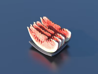 Fresh Watermelon Slices on a Plate with Juicy Red Flesh 3d model