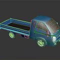Blue Small Pickup Truck With Open Bed Cab And Shiny Silver Wheels