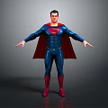 Superman Character in Blue Bodysuit Red Cape and S Logo Standing with Arms Outstretched