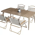 Outdoor Patio Table And Chair Set With Wooden Top Metal Frame And Cushioned Seats