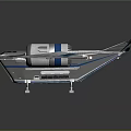 Detailed Sci Fi Aircraft Model Featuring Silver Body Blue Stripes And Twin Engines