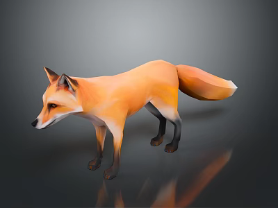 Game And Film Character 3D Modeled Orange Fox With Realistic Fur And Tail 3d model