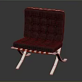 Modern Black Leather Leisure Chair With Square Tufted Back And Metal Frame Design