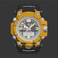 Yellow And Black Submariner Watch With Metal Case Sporty Dial And Rubber Strap