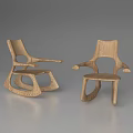 Wooden Single Chairs With Unique Curved Design And Modern Artistic Structure