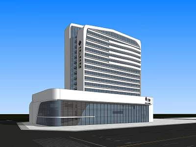 Modern Office Building Exterior With Glass Curtain Wall And Sleek Architecture 3d model