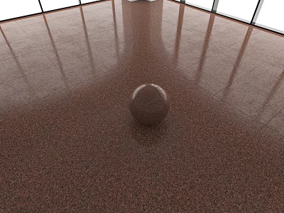 Polished Brown Stone Floor With Spherical Sculpture And Window Reflections 3d model