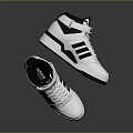 Adidas High Top Sneakers With White Black Design Brand Logo And Stripes