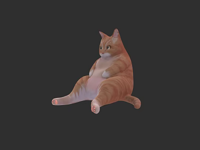 Cute Orange Tabby Cat Sitting Relaxed On Dark Background With Playful Posture 3d model