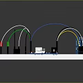 Electronic Circuit Components On Breadboard With LED Lights And Connecting Wires