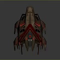 Futuristic Sci Fi Spaceship With Sharp Edges Red Accents And Glowing Details