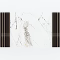 Modern Sofa Backdrop Wall with White Marble Texture and Black Vertical Lines 3d model