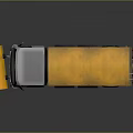 Yellow And Gray Snow Removal Truck With Front Plow And Striped Cargo Bed