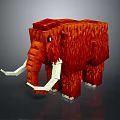 Pixel Art Mammoth Figure With Red Body White Tusks And White Feet