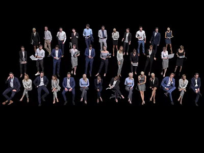 Diverse Team of Business Professionals in Formal Attire Posing Together 3d model