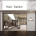 Modern Hair Salon Storefront With Glass Door Signage And Interior Chairs
