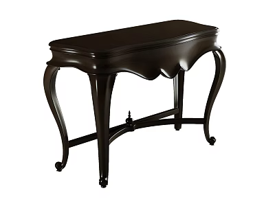 Elegant Dark Wood Console Table With Curved Legs And Decorative Design 3d model