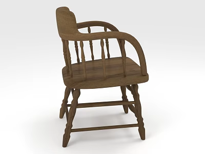 Classic Wooden Single Chair With Armrest And Solid Wood Structure 3d model