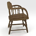 Classic Wooden Single Chair With Armrest And Solid Wood Structure