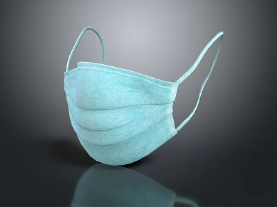Light Blue Disposable Protective Face Mask With Elastic Ear Loops For Daily Use 3d model
