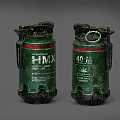 Military 40mm HE Grenade Weapon With Green Body Red Stripe And Metal Ring