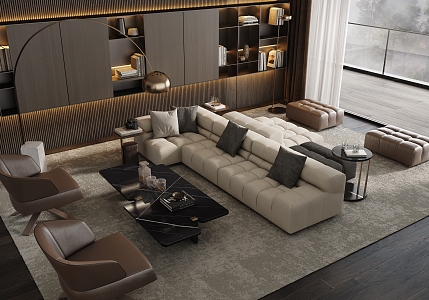 Minotti sofa coffee table combination 3d model