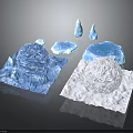 Wood Stone Textured Pieces In Blue White Tones With Different Shapes On Display Mats