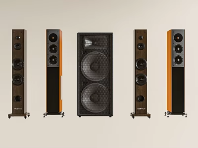 High Quality Floor Standing Home Audio Speakers With Subwoofer And Wooden Finish 3d model