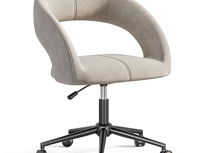 Modern Home Office Desk and Chair Set with Gray Fabric Chair and Rolling Wheels 3d model