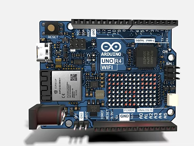 Arduino UNO R4 WiFi Board With Components Layout 3d model
