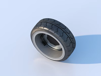 Black Rubber Car Tire With Deep Tread Pattern And Metal Rim 3d model