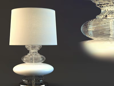 Modern Table Lamp With Clear Glass Base And White Fabric Shade 3d model