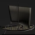 Ancient Sailing Boat Model With Beige Sails Wooden Hull And Cargo