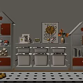 House Shaped Decorative Cabinets With White Orange Design Storage Drawers And Sunflowers