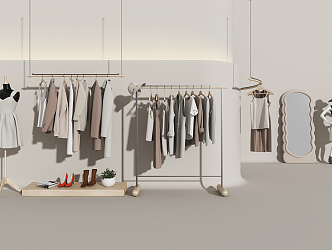 modern hanger clothing store clothing shelf 3d model