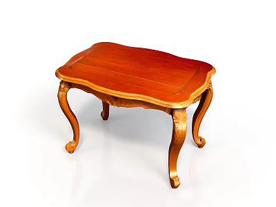 Classical Wooden Table With Elegant Carved Legs And Smooth Polished Surface 3d model